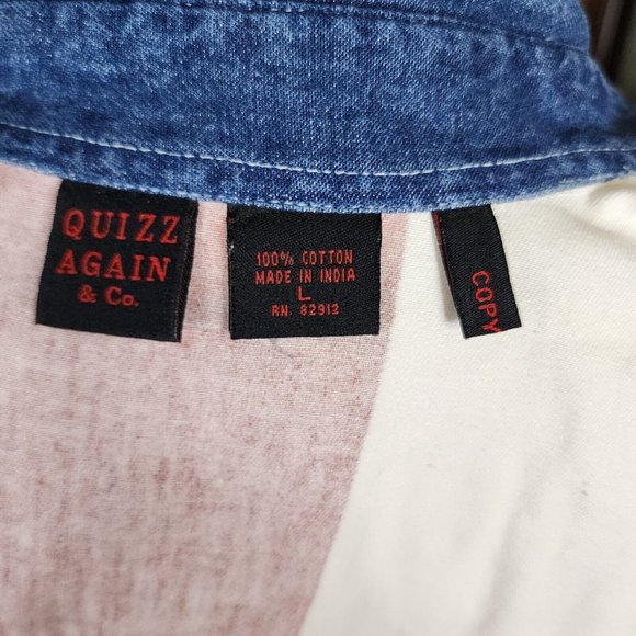 Quizz Again & Co. American Flag Patriotic Short Sleeve Shirt Size L - Picture 4 of 5